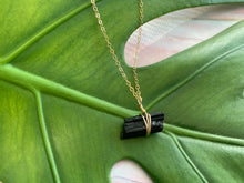 Load image into Gallery viewer, Raw Black Tourmaline Gemstone Healing Crystal Gold Filled Necklace