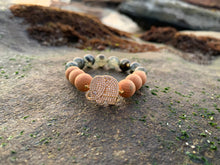 Load image into Gallery viewer, Prehnite Sandalwood &amp; Elephant Charm Healing Crystal Beads Bracelet