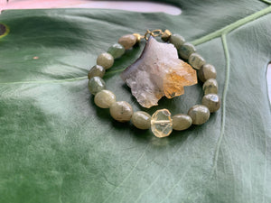 Green Jadeite & Citrine Healing Crystal Gemstone Bracelet
