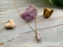 Load image into Gallery viewer, Raw Amethyst Gemstone Healing Crystal Gold Filled Pendant Necklace 0.4