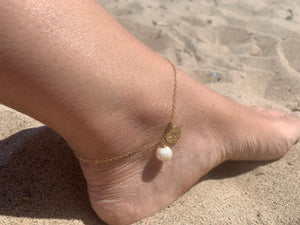 Freshwater Pearl Gold Stardust Charm Anklet