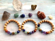 Load image into Gallery viewer, Chakra &amp; Sandalwood Healing Crystal Beads Bracelet