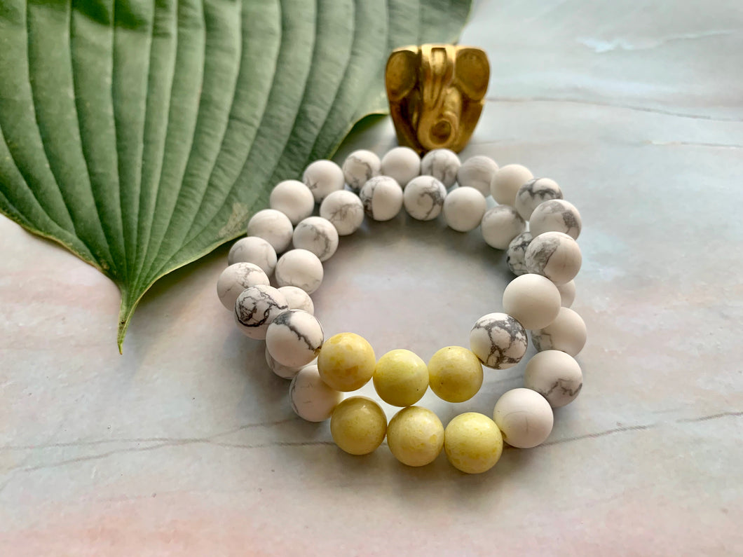 Howlite & Yellow Jasper Healing Crystal Bracelet