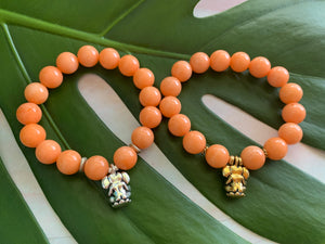 Ganesh Remover of Obstacles Orange Jade Gemstone Bracelet