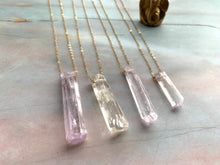 Load image into Gallery viewer, Raw Lavender Kunzite Gemstone Healing Crystal Gold Filled Pendant Necklace