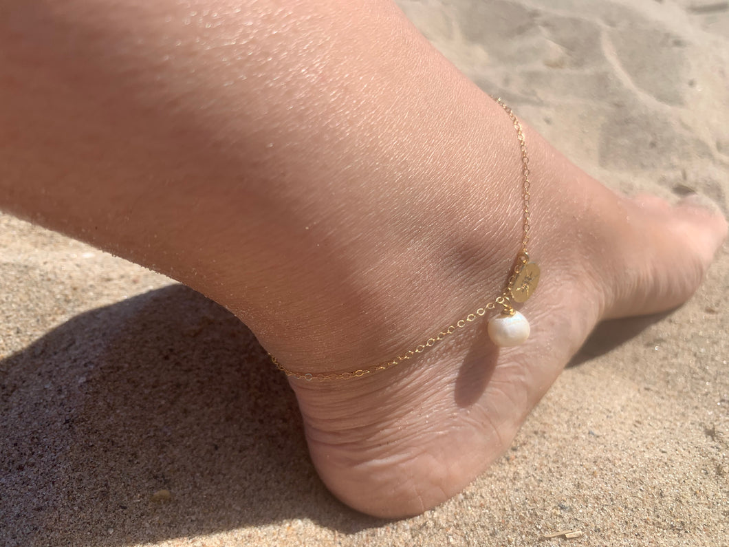 Freshwater Pearl Gold Stardust Charm Anklet