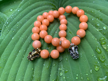 Load image into Gallery viewer, Ganesh Remover of Obstacles Orange Jade Gemstone Bracelet
