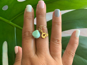 Gold Elephant Blue Peruvian Dainty Size 3.5 Knuckle Ring