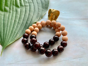 Garnet Healing Crystal Gemstone & Sandalwood Beads Bracelet