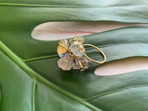 Multi-Gem: Citrine, Purple Amethyst, Quartz, Rose Quartz, Herkimer Diamond Statement 7.5 Ring