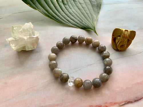 Labradorite & Herkimer Diamond Healing Crystal Bracelet