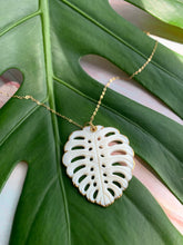 Load image into Gallery viewer, Mother of Pearl Tropical Leaf Statement Necklace