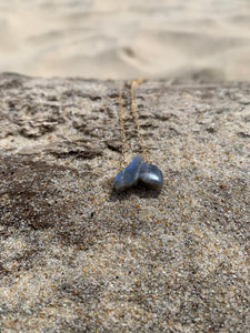 Labradorite Gemstone Whale Tale Dainty Pendant Necklace