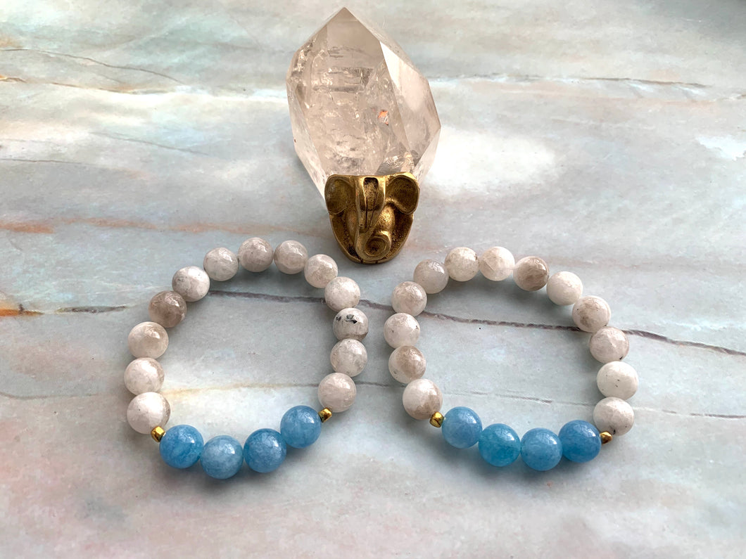 Moonstone and Aquamarine Healing Crystal Bracelet
