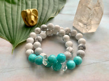 Load image into Gallery viewer, Howlite Amazonite &amp; Herkimer Diamond Healing Crystal Gemstone Bracelet
