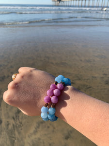 Aquamarine & Lepidolite Healing Crystal Beads Bracelet