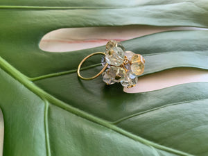 Multi-Gem: Citrine, Purple Amethyst, Quartz, Rose Quartz, Herkimer Diamond Statement 7.5 Ring