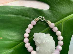 Kunzite Healing Gemstone Sparkly Silver Elephant Charm Bracelet