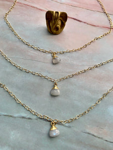 Moonstone Healing Crystal Gold Filled Heart Choker Necklace