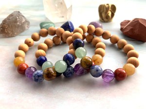 Chakra & Sandalwood Healing Crystal Beads Bracelet