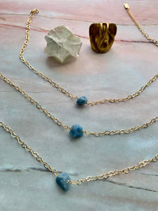 Raw Amethyst Gemstone Healing Crystal Gold Filled Heart Choker Necklace