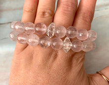 Load image into Gallery viewer, Clear Rose Quartz &amp; Herkimer Diamond Healing Crystals Bracelet