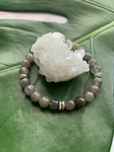 Labradorite Healing Crystal Silver Spacer Bracelet