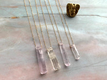 Load image into Gallery viewer, Raw Lavender Kunzite Gemstone Healing Crystal Gold Filled Pendant Necklace