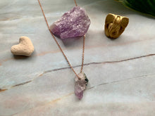 Load image into Gallery viewer, Raw Geode Amethyst Gemstone Healing Crystal Rose Gold Plated Pendant Necklace 10
