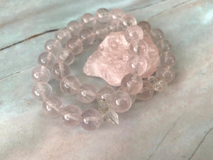 Clear Rose Quartz & Herkimer Diamond Healing Crystals Bracelet