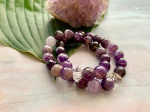 Faceted Amethyst and Herkimer Diamond Healing Crystal Bracelet