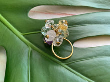 Load image into Gallery viewer, Multi-Gem: Citrine, Purple Amethyst, Quartz, Rose Quartz, Herkimer Diamond Statement 6.5 Ring