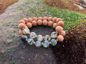 Prehnite & Sandalwood Healing Crystal Beads Bracelet