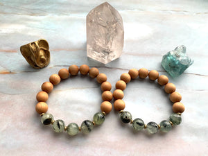 Prehnite & Sandalwood Healing Crystal Beads Bracelet