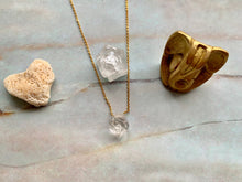 Load image into Gallery viewer, Double Terminated Herkimer Diamond Healing Crystal Gold Necklace 0.2