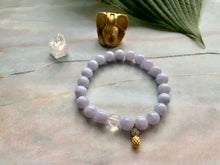 Load image into Gallery viewer, Blue Lace Agate &amp; Clear Quartz Healing Crystals Pineapple Charm Bracelet