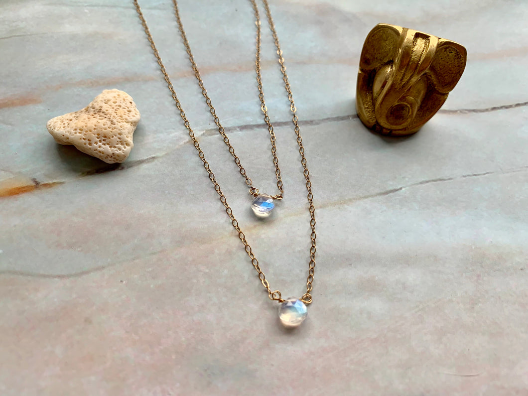 Grade AA Dainty Moonstone Healing Pear Shape Gemstone Necklace