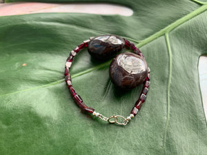 Garnet Healing Crystal Gemstone Beads Silver Bracelet