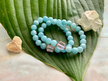 Load image into Gallery viewer, 8mm Aquamarine and Raw Lavender Kunzite Healing Crystal Bracelet