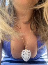 Load image into Gallery viewer, Mother of Pearl Tropical Leaf Statement Necklace