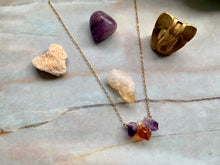 Load image into Gallery viewer, Raw Amethyst-Citrine-Amethyst Crystal Gemstone Gold Filled Necklace