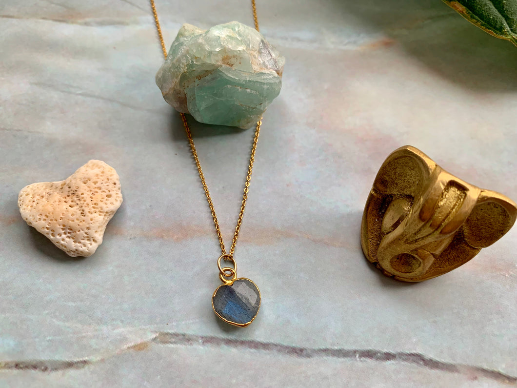 Dainty Labradorite Healing Crystal Gemstone Gold Filled Necklace