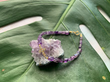 Load image into Gallery viewer, Amethyst Healing Crystal Gemstone Gold Cross Charm Bracelet