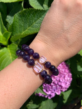 Load image into Gallery viewer, 8mm Amethyst and Raw Lavender Kunzite Healing Crystal Bracelet