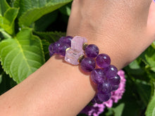 Load image into Gallery viewer, 10mm Faceted Amethyst and Raw Lavender Kunzite Healing Crystal Bracelet