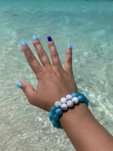 Aquamarine & Howlite Healing Crystals Gemstone Bracelet