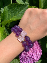 Load image into Gallery viewer, 10mm Faceted Amethyst and Raw Lavender Kunzite Healing Crystal Bracelet