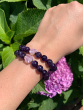 Load image into Gallery viewer, 8mm Amethyst and Raw Lavender Kunzite Healing Crystal Bracelet