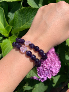 8mm Amethyst and Raw Lavender Kunzite Healing Crystal Bracelet
