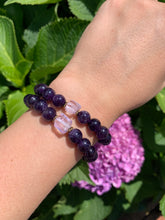 Load image into Gallery viewer, 8mm Amethyst and Raw Lavender Kunzite Healing Crystal Bracelet